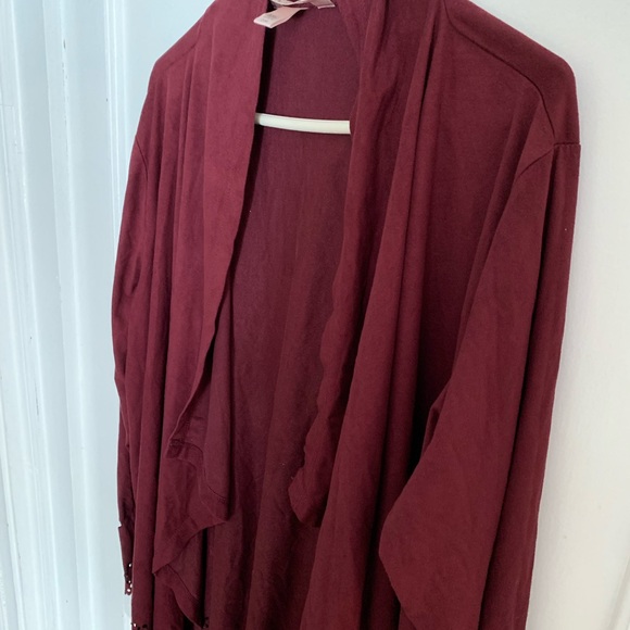 Women’s Burgundy Suede Cardigan - Picture 6 of 9